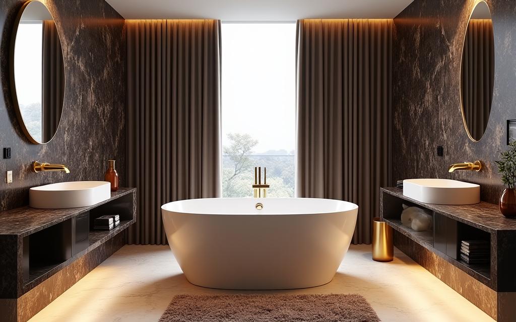 Luxurious master bathroom with a freestanding tub