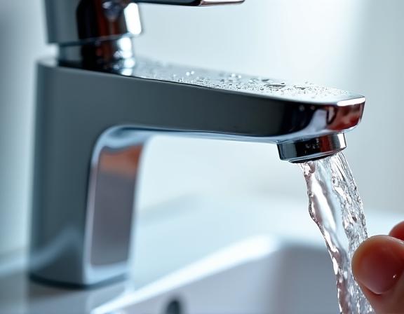 Close-up of a modern, water-efficient tap